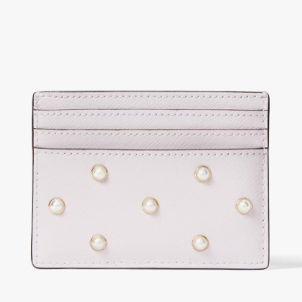 Kate Spade Madison Studded Faux Pearls Small Slim Card Holder